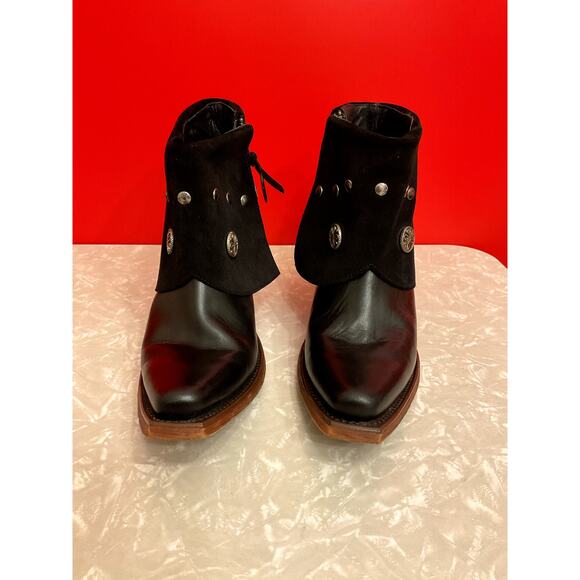 Reba by Justin Black Leather Ankle Boots, Women's Size 8.5B/EUR 39 - Picture 2 of 7